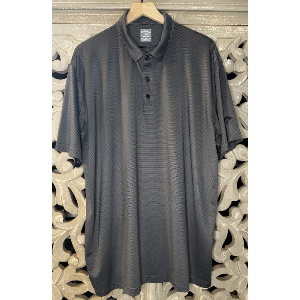 Callaway Opti Dri Golf Polo Shirt Men's XXL Gray Black Striped Performance
